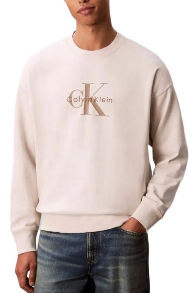 CALVIN KLEIN JEANS LS EU 350TERRY MONOLOGO CN SWTSH ΦΟΥΤΕΡ ΜΠΛΟΥΖΑ ΑΝΔΡΙΚΗ ECRU