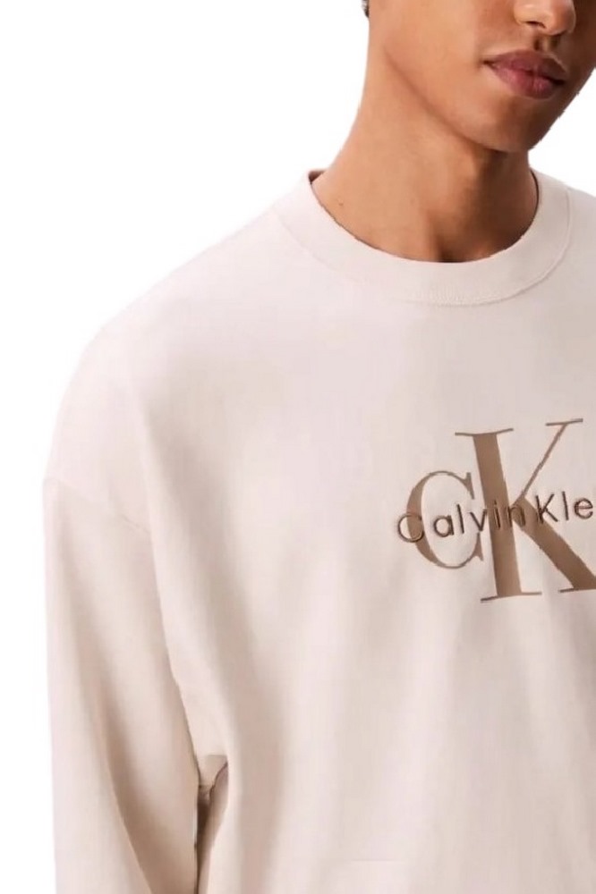 CALVIN KLEIN JEANS LS EU 350TERRY MONOLOGO CN SWTSH ΦΟΥΤΕΡ ΜΠΛΟΥΖΑ ΑΝΔΡΙΚΗ ECRU
