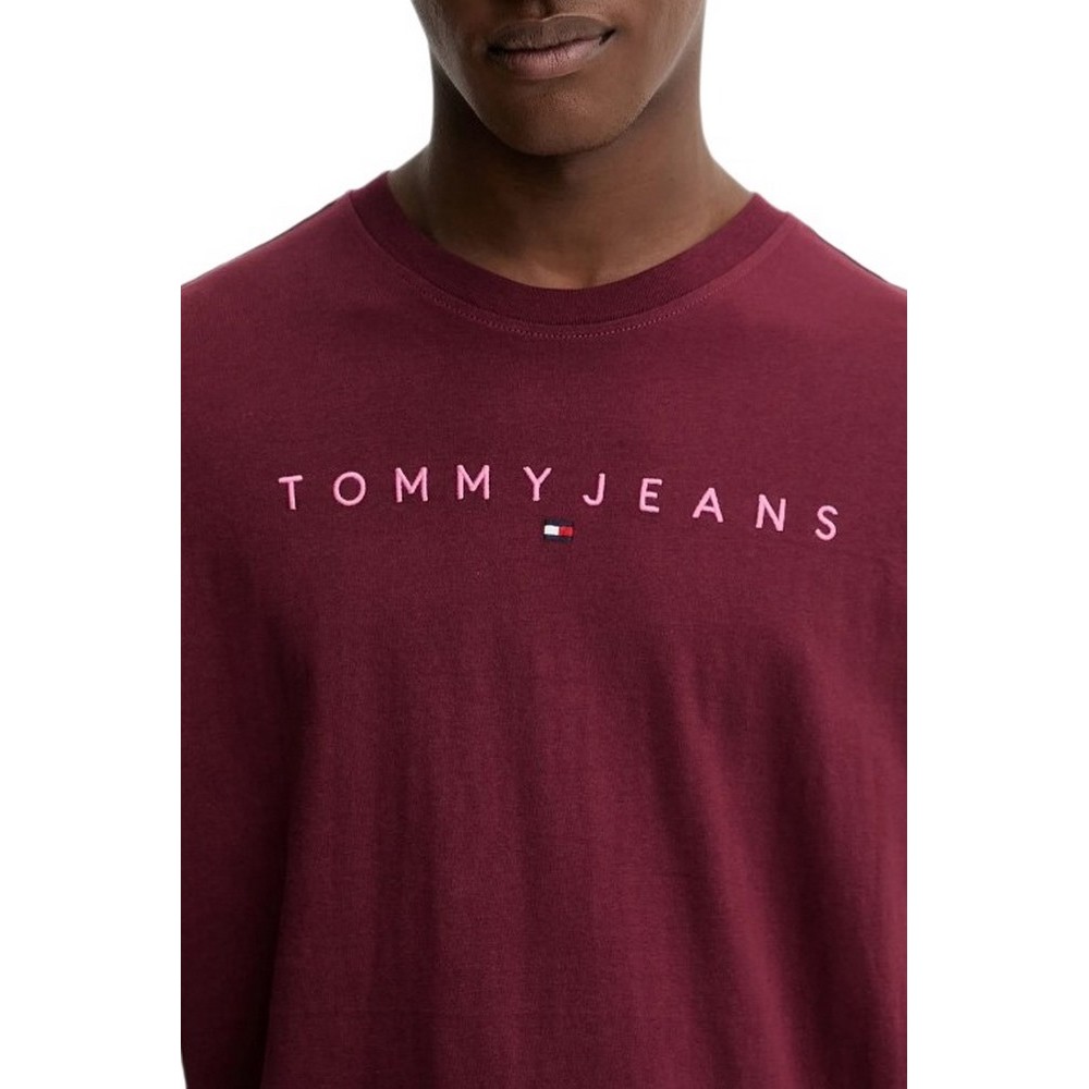 TOMMY JEANS REG LINEAR LOGO TEE EXT T-SHIRT ΜΠΛΟΥΖΑ ΑΝΔΡΙΚΗ WINE