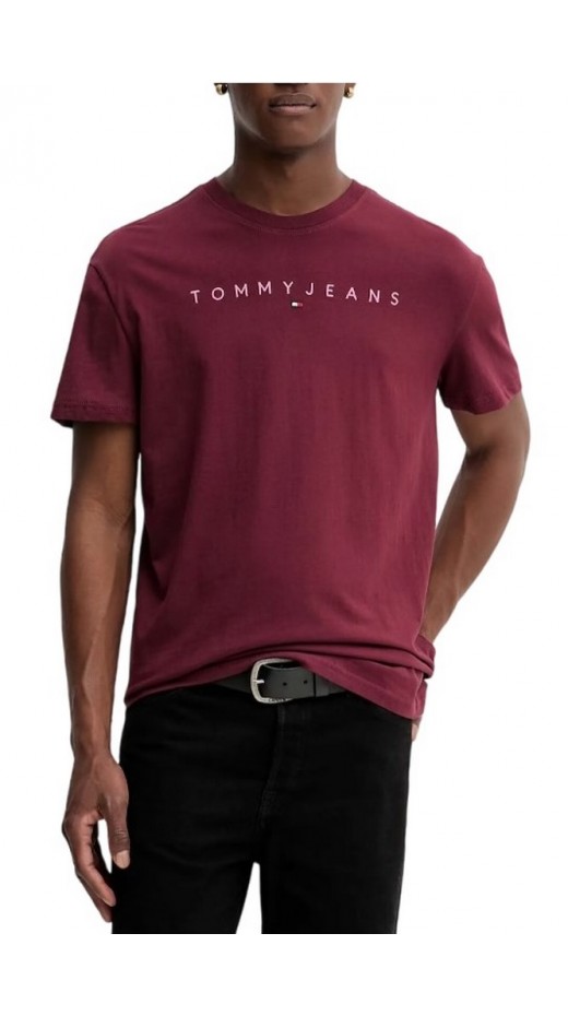 TOMMY JEANS REG LINEAR LOGO TEE EXT T-SHIRT ΜΠΛΟΥΖΑ ΑΝΔΡΙΚΗ WINE