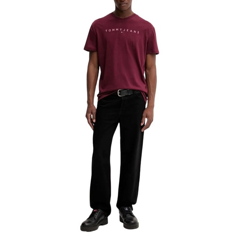 TOMMY JEANS REG LINEAR LOGO TEE EXT T-SHIRT ΜΠΛΟΥΖΑ ΑΝΔΡΙΚΗ WINE