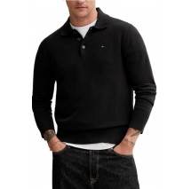 TOMMY JEANS SLIM ESSENTIAL POLO SWEATE ΜΠΛΟΥΖΑ ΠΛΕΚΤΗ ΑΝΔΡΙΚΗ BLACK