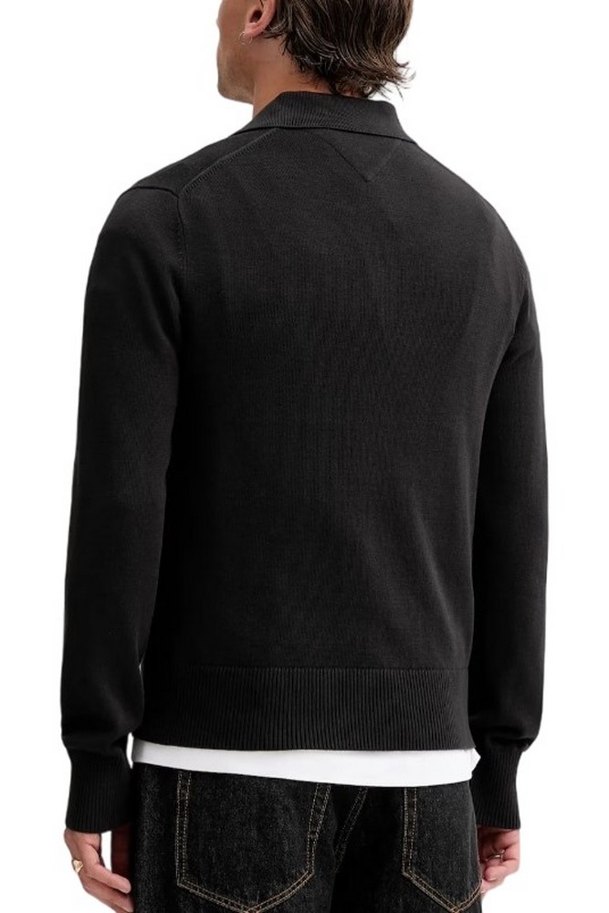 TOMMY JEANS SLIM ESSENTIAL POLO SWEATE ΜΠΛΟΥΖΑ ΠΛΕΚΤΗ ΑΝΔΡΙΚΗ BLACK
