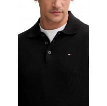 TOMMY JEANS SLIM ESSENTIAL POLO SWEATE ΜΠΛΟΥΖΑ ΠΛΕΚΤΗ ΑΝΔΡΙΚΗ BLACK