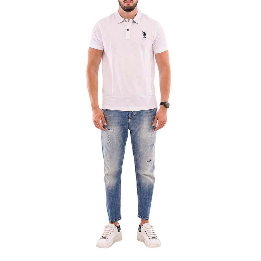U.S POLO ASSN FLYN POLO T-SHIRT ΜΠΛΟΥΖΑ ΑΝΔΡΙΚΗ WHITE