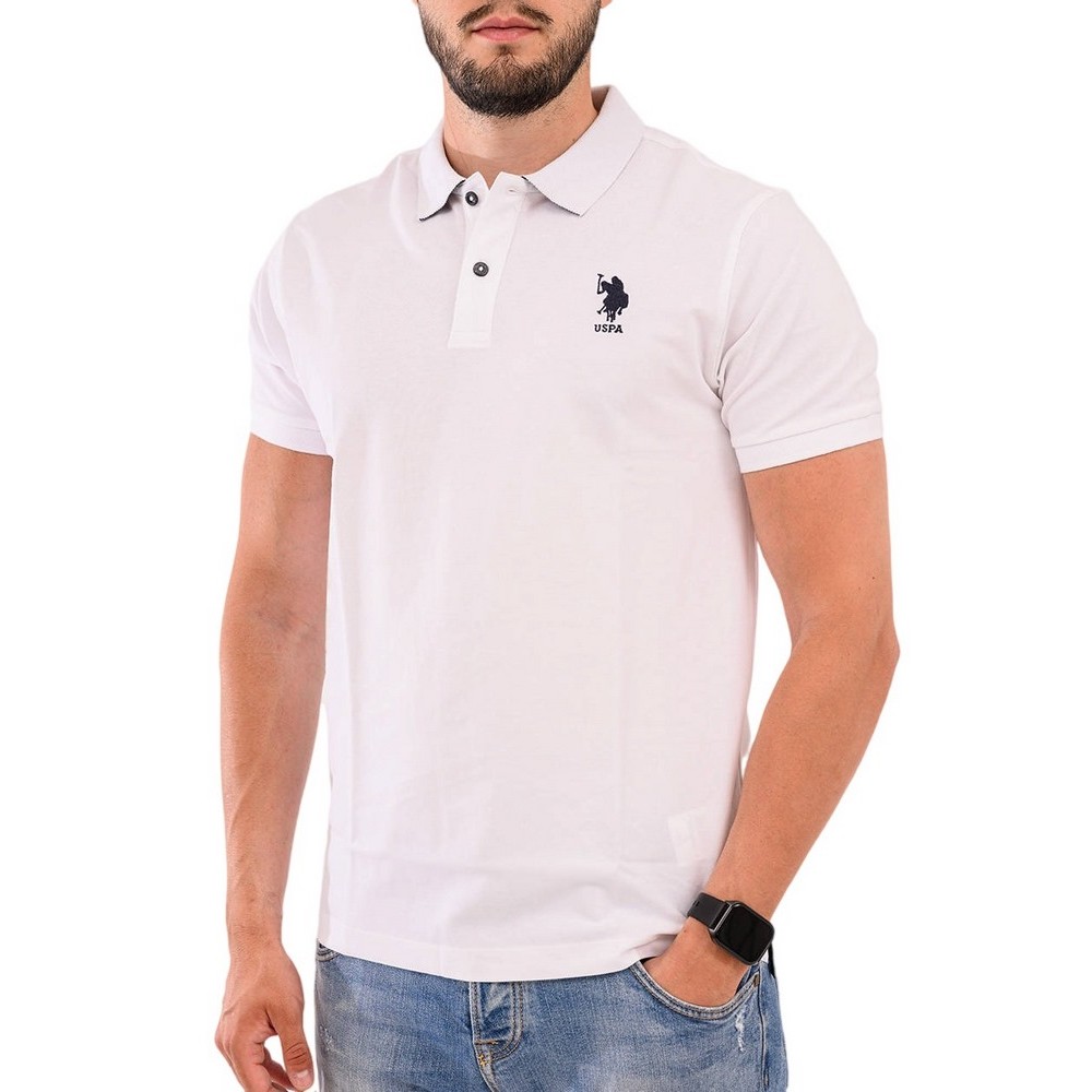 U.S POLO ASSN FLYN POLO T-SHIRT ΜΠΛΟΥΖΑ ΑΝΔΡΙΚΗ WHITE