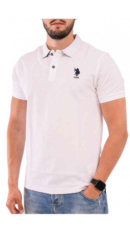 U.S POLO ASSN FLYN POLO T-SHIRT ΜΠΛΟΥΖΑ ΑΝΔΡΙΚΗ WHITE