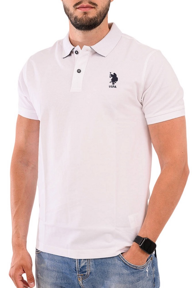 U.S POLO ASSN FLYN POLO T-SHIRT ΜΠΛΟΥΖΑ ΑΝΔΡΙΚΗ WHITE