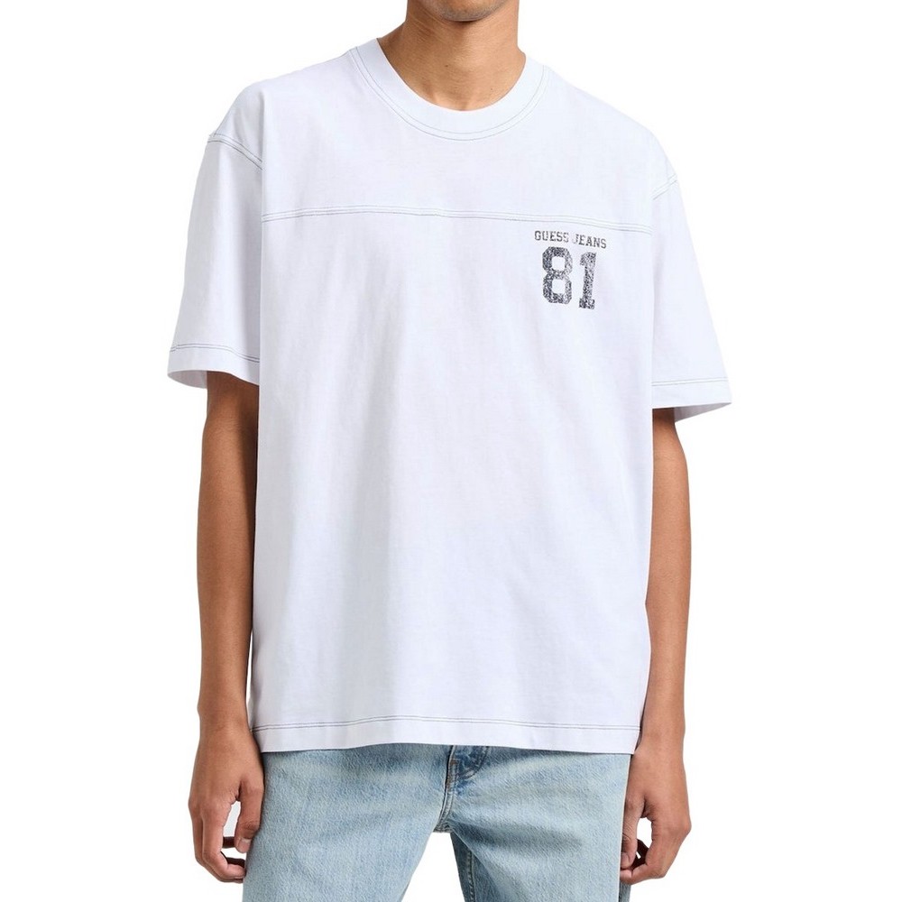 GUESS JEANS CN OS GJ81 TEE T-SHIRT ΜΠΛΟΥΖΑ ΑΝΔΡΙΚΗ WHITE