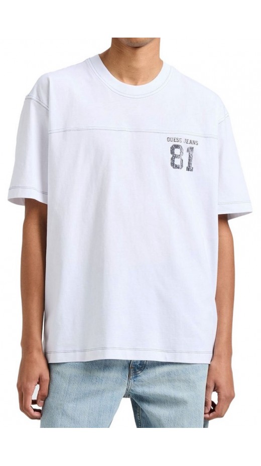 GUESS JEANS CN OS GJ81 TEE T-SHIRT ΜΠΛΟΥΖΑ ΑΝΔΡΙΚΗ WHITE