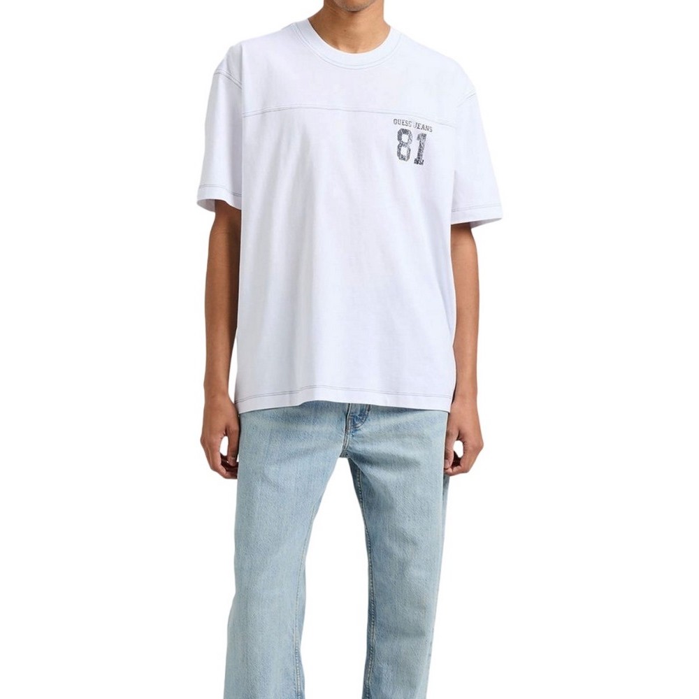 GUESS JEANS CN OS GJ81 TEE T-SHIRT ΜΠΛΟΥΖΑ ΑΝΔΡΙΚΗ WHITE