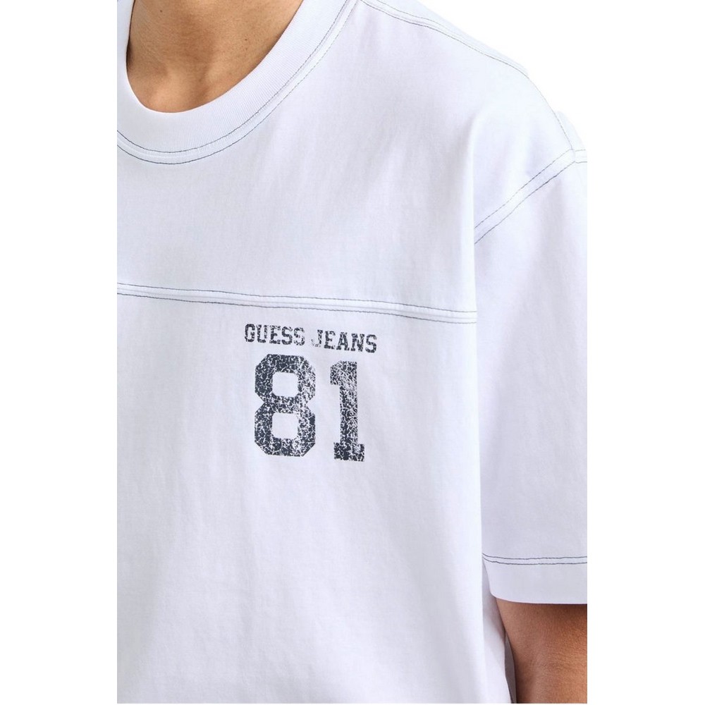 GUESS JEANS CN OS GJ81 TEE T-SHIRT ΜΠΛΟΥΖΑ ΑΝΔΡΙΚΗ WHITE