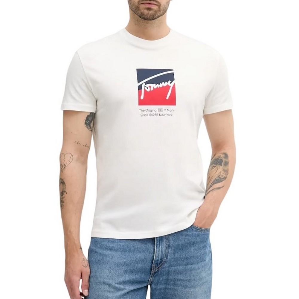 TOMMY JEANS REG RWB DNA TEE T-SHIRT ΜΠΛΟΥΖΑ ΑΝΔΡΙΚΗ OFF WHITE