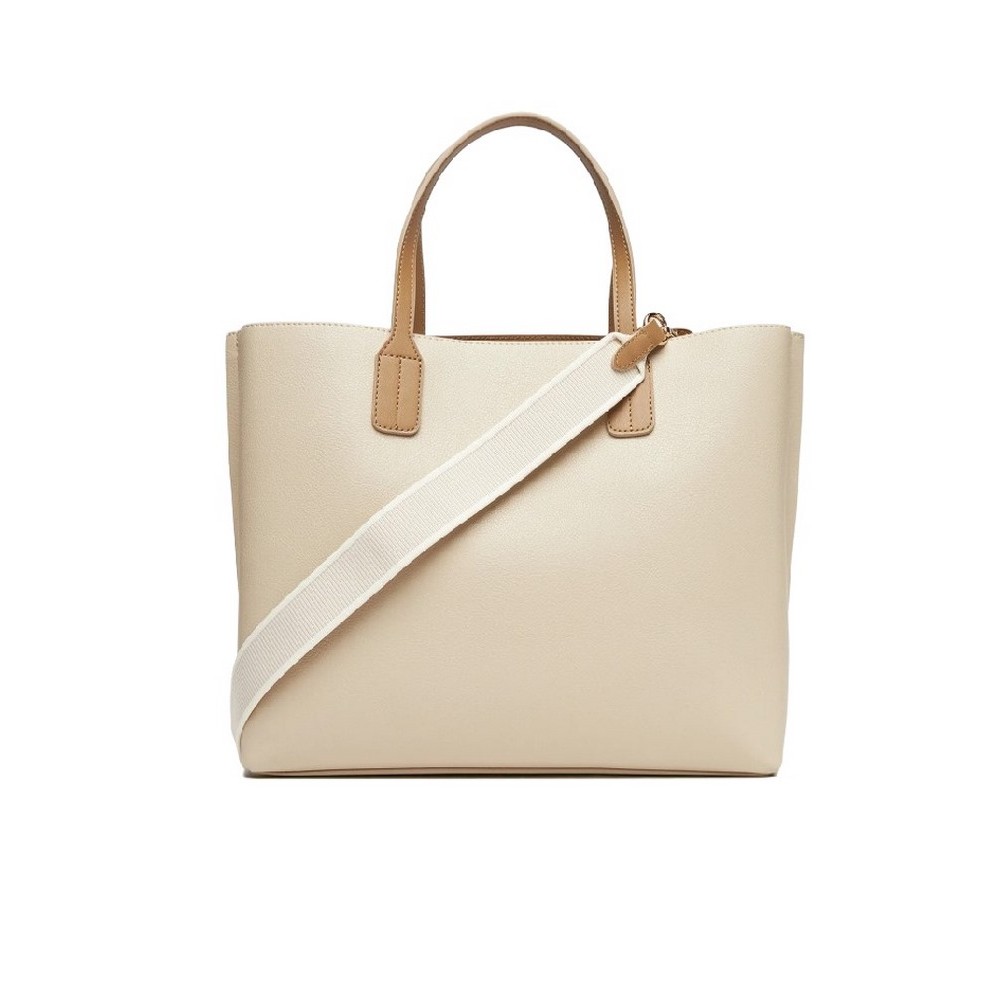 TOMMY HILFIGER DISTINCT SATCHEL ΤΣΑΝΤΑ ΓΥΝΑΙΚΕΙΑ ECRU
