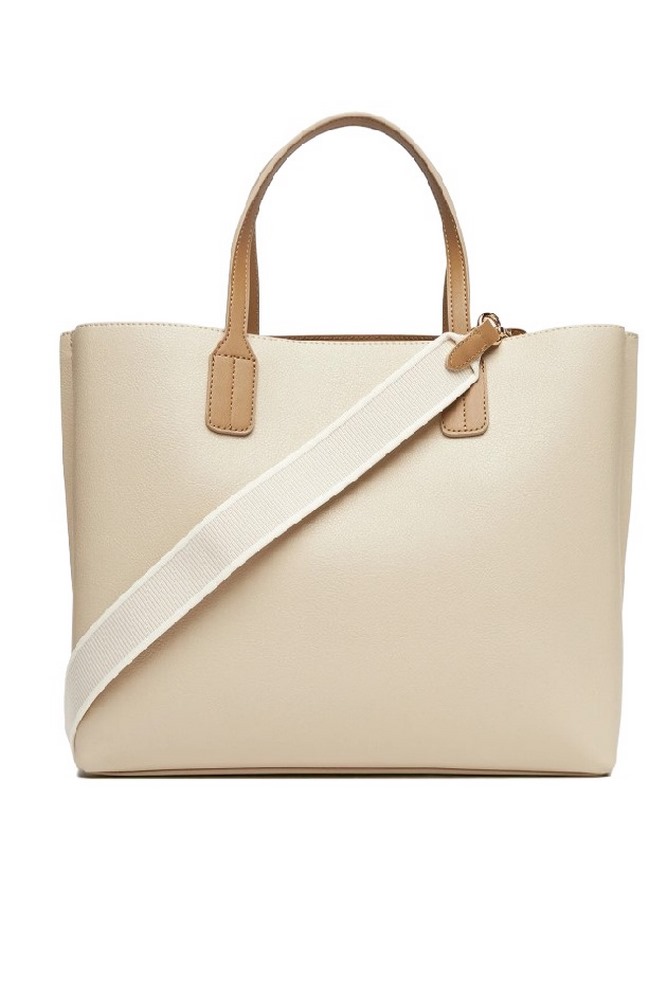 TOMMY HILFIGER DISTINCT SATCHEL ΤΣΑΝΤΑ ΓΥΝΑΙΚΕΙΑ ECRU