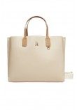TOMMY HILFIGER DISTINCT SATCHEL ΤΣΑΝΤΑ ΓΥΝΑΙΚΕΙΑ ECRU