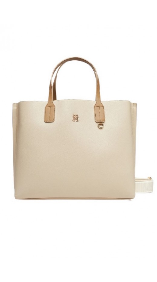 TOMMY HILFIGER DISTINCT SATCHEL ΤΣΑΝΤΑ ΓΥΝΑΙΚΕΙΑ ECRU