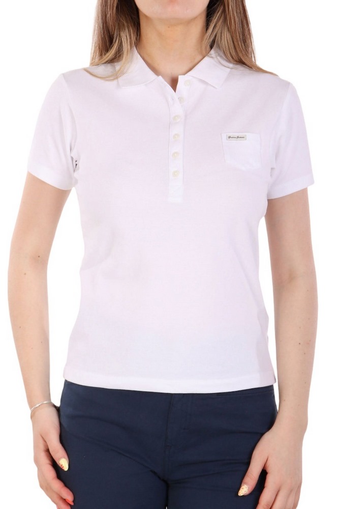 GUESS JEANS SLIM POLO T-SHIRT ΜΠΛΟΥΖΑ ΓΥΝΑΙΚΕΙΑ WHITE