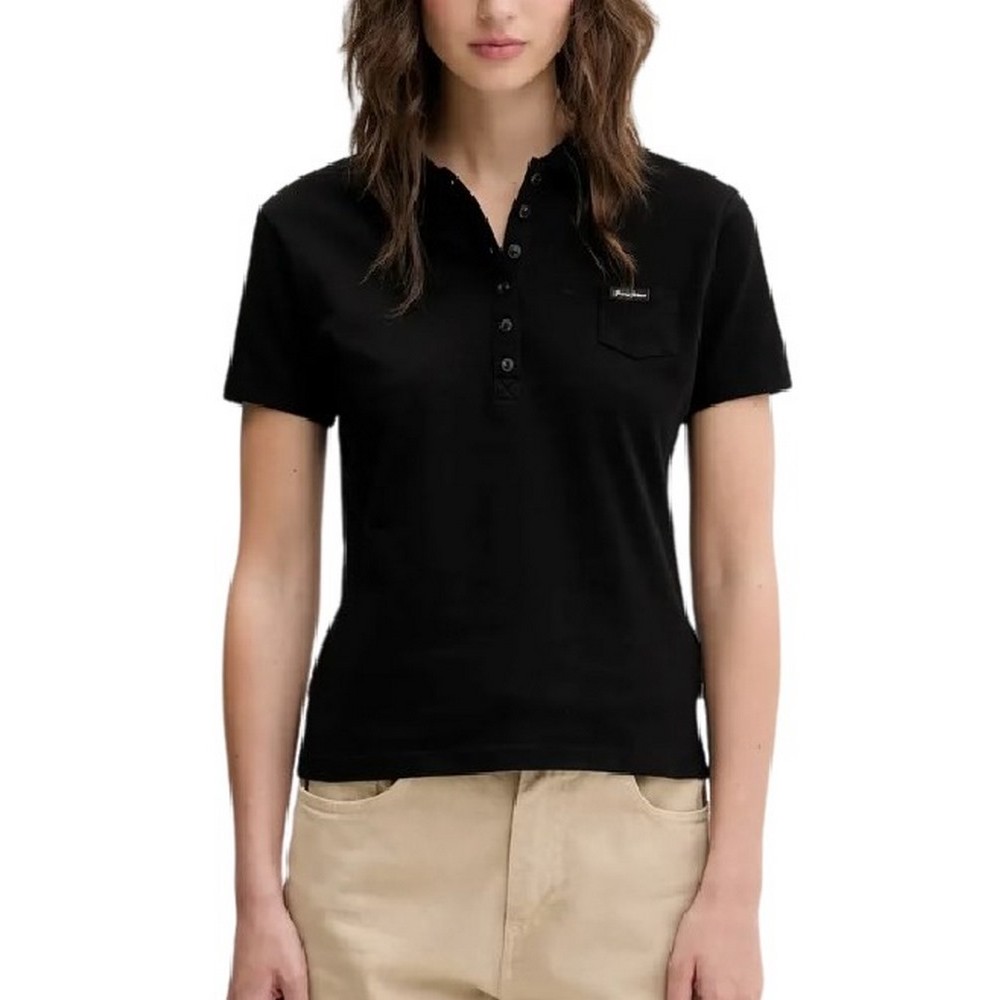 GUESS JEANS SLIM POLO T-SHIRT ΜΠΛΟΥΖΑ ΓΥΝΑΙΚΕΙΑ BLACK