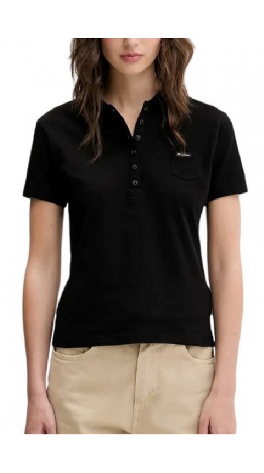 GUESS JEANS SLIM POLO T-SHIRT ΜΠΛΟΥΖΑ ΓΥΝΑΙΚΕΙΑ BLACK