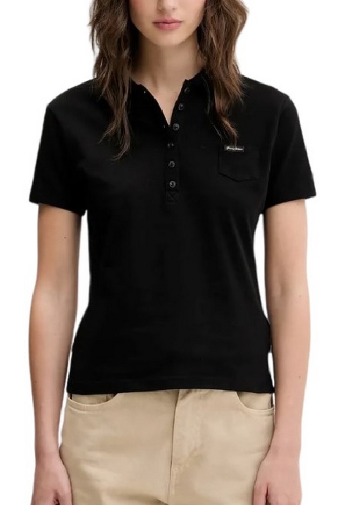 GUESS JEANS SLIM POLO T-SHIRT ΜΠΛΟΥΖΑ ΓΥΝΑΙΚΕΙΑ BLACK