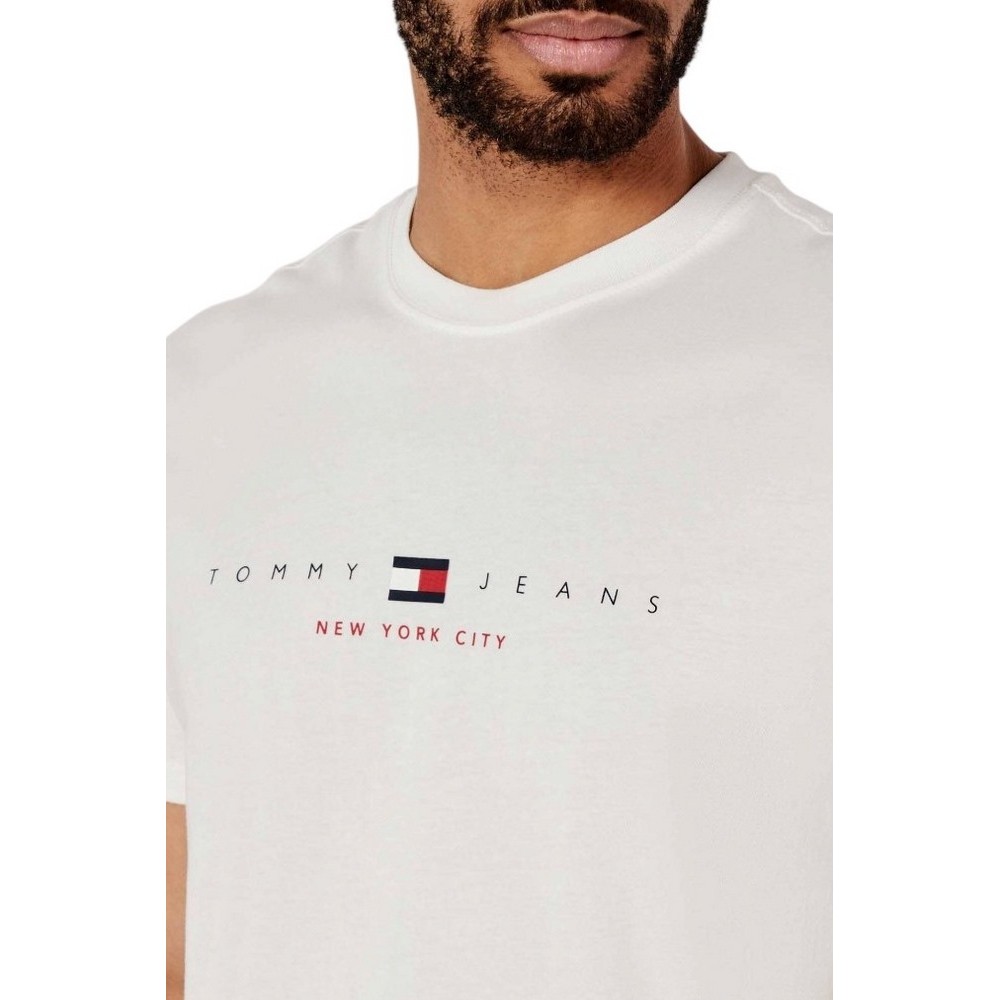 TOMMY JEANS REG FLAG LINEAR TEE T-SHIRT ΜΠΛΟΥΖΑ ΑΝΔΡΙΚΗ OFF WHITE