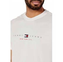 TOMMY JEANS REG FLAG LINEAR TEE T-SHIRT ΜΠΛΟΥΖΑ ΑΝΔΡΙΚΗ OFF WHITE