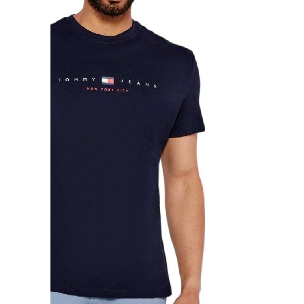 TOMMY JEANS REG FLAG LINEAR TEE T-SHIRT ΜΠΛΟΥΖΑ ΑΝΔΡΙΚΗ NAVY