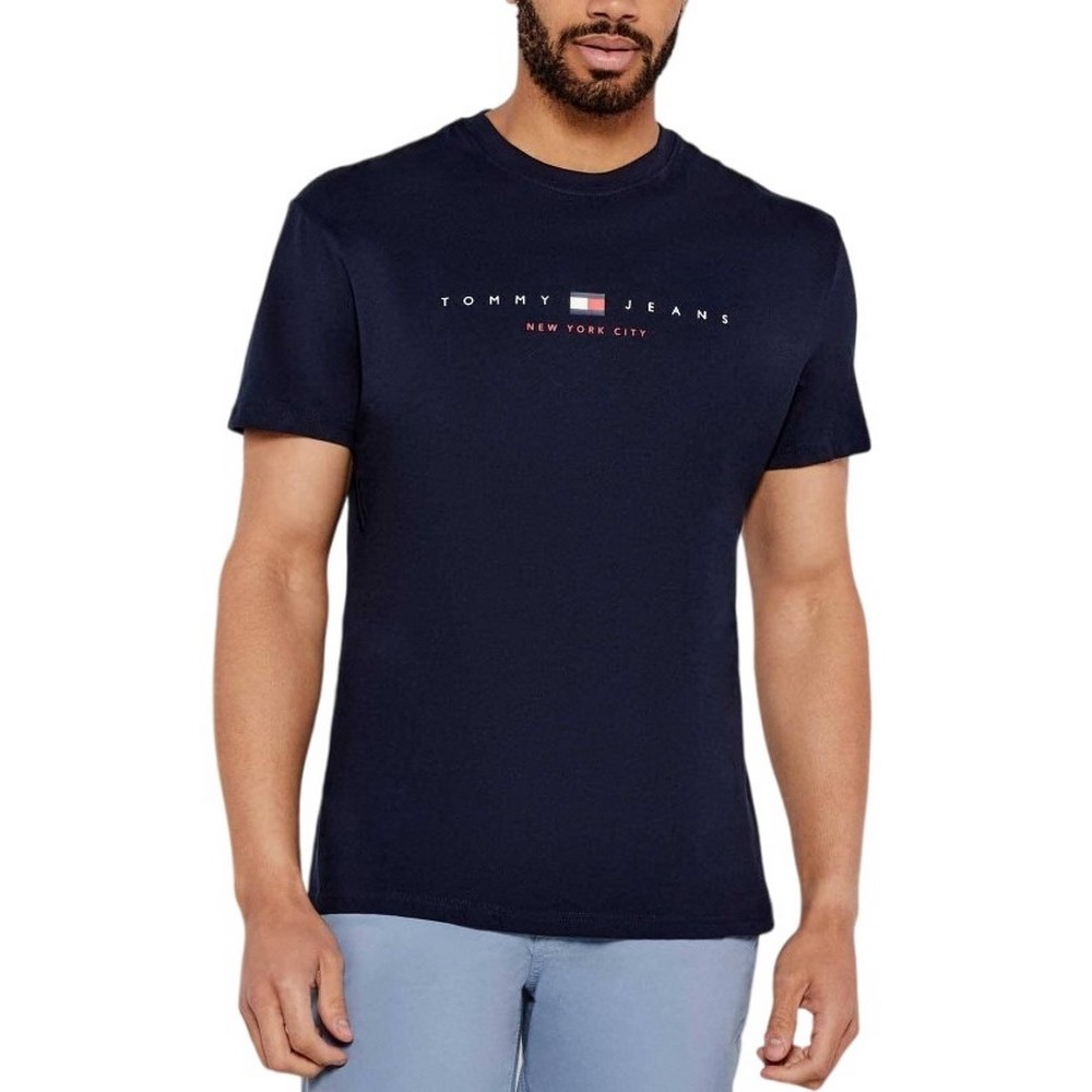 TOMMY JEANS REG FLAG LINEAR TEE T-SHIRT ΜΠΛΟΥΖΑ ΑΝΔΡΙΚΗ NAVY