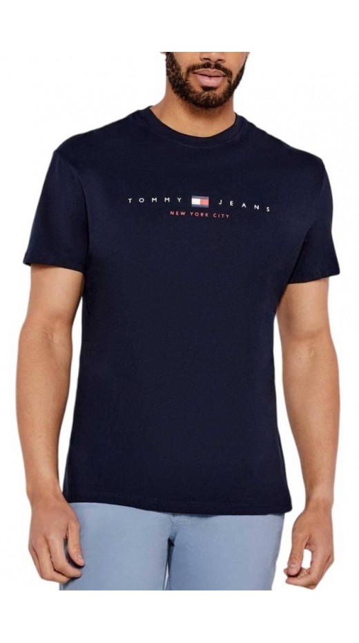 TOMMY JEANS REG FLAG LINEAR TEE T-SHIRT ΜΠΛΟΥΖΑ ΑΝΔΡΙΚΗ NAVY