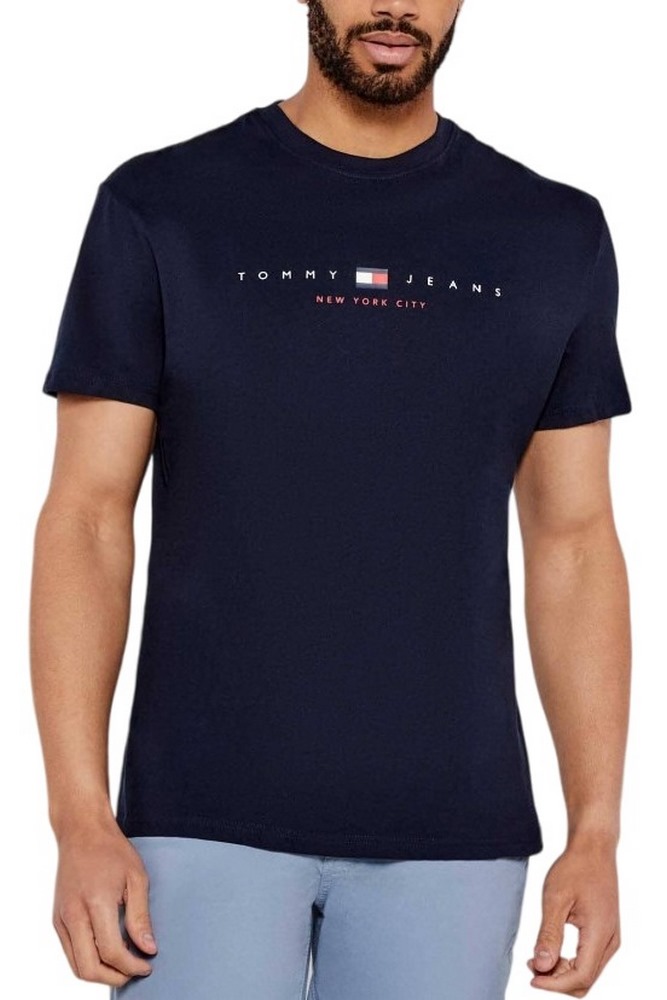 TOMMY JEANS REG FLAG LINEAR TEE T-SHIRT ΜΠΛΟΥΖΑ ΑΝΔΡΙΚΗ NAVY