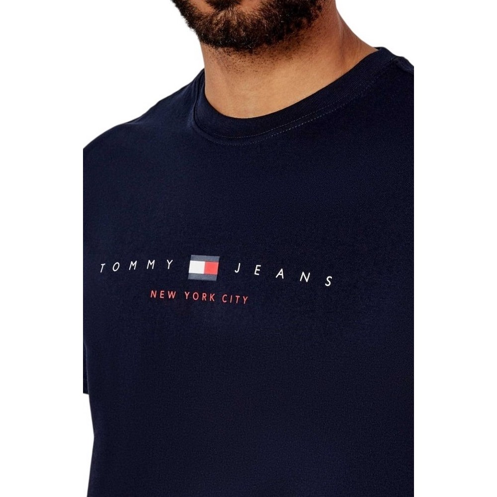 TOMMY JEANS REG FLAG LINEAR TEE T-SHIRT ΜΠΛΟΥΖΑ ΑΝΔΡΙΚΗ NAVY