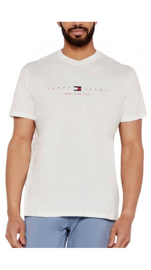 TOMMY JEANS REG FLAG LINEAR TEE T-SHIRT ΜΠΛΟΥΖΑ ΑΝΔΡΙΚΗ OFF WHITE