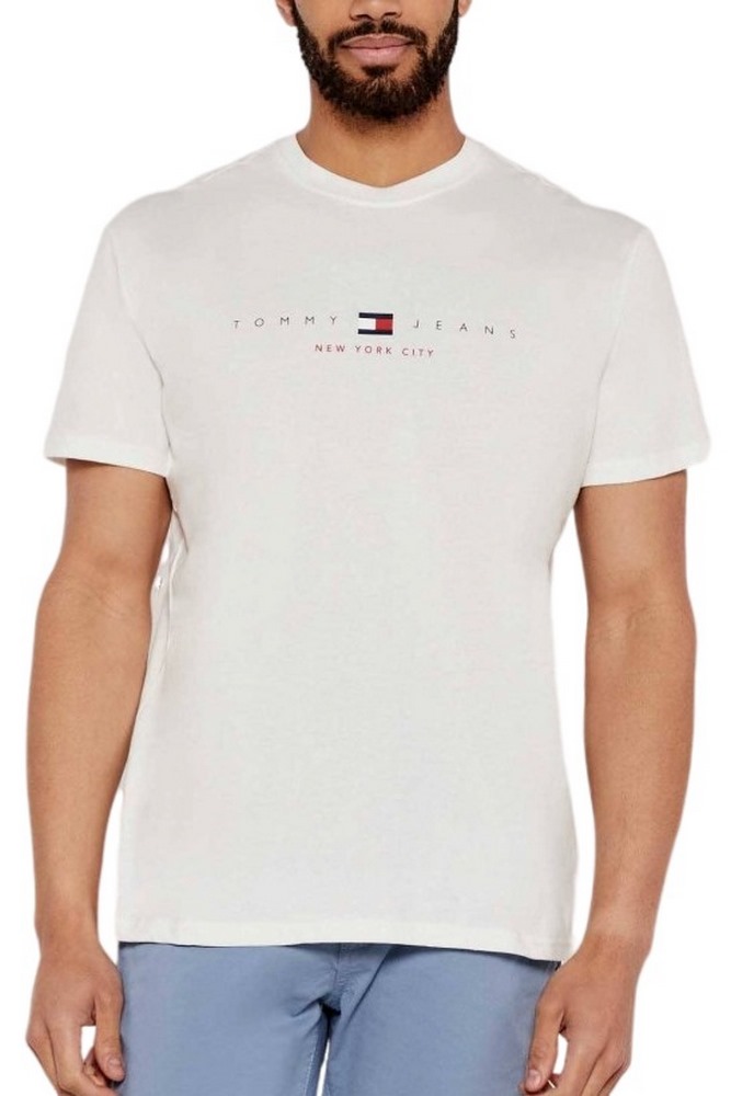 TOMMY JEANS REG FLAG LINEAR TEE T-SHIRT ΜΠΛΟΥΖΑ ΑΝΔΡΙΚΗ OFF WHITE