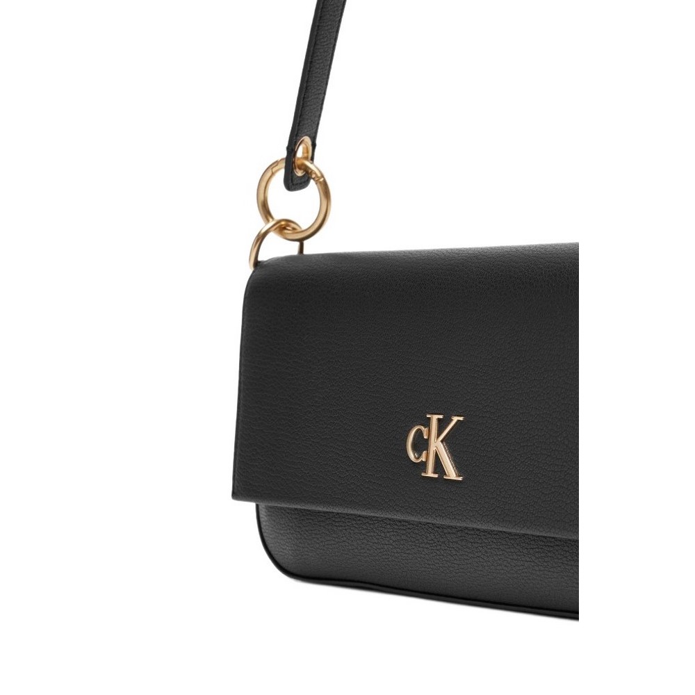 CALVIN KLEIN MINIMAL MONOGRAM SHOULDER POUC ΤΣΑΝΤΑ ΓΥΝΑΙΚΕΙΑ BLACK