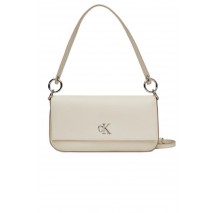 CALVIN KLEIN MINIMAL MONOGRAM SHOULDER POUC ΤΣΑΝΤΑ ΓΥΝΑΙΚΕΙΑ ECRU