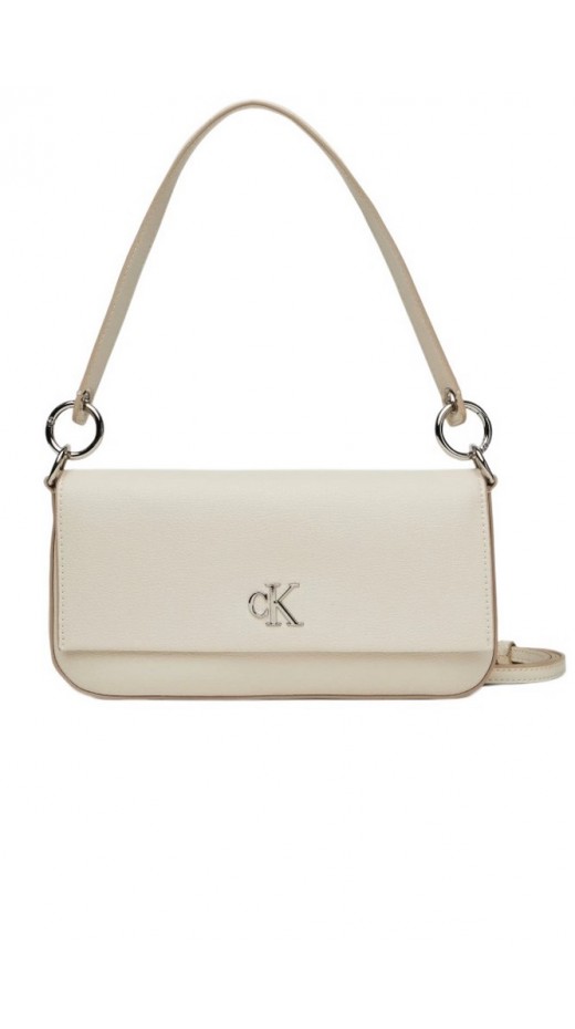 CALVIN KLEIN MINIMAL MONOGRAM SHOULDER POUC ΤΣΑΝΤΑ ΓΥΝΑΙΚΕΙΑ ECRU
