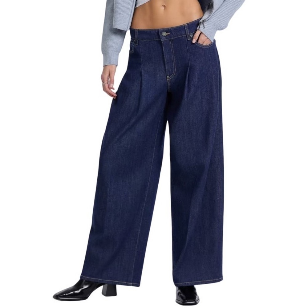 GUESS JEANS G12 PLEATED EXTRA WIDE LEG ΠΑΝΤΕΛΟΝΙ ΓΥΝΑΙΚΕΙΟ DARK BLUE