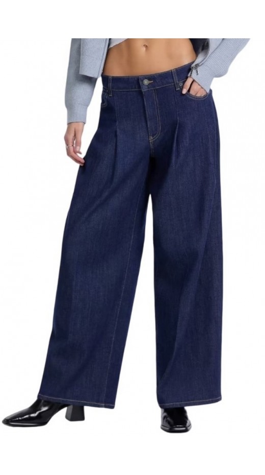 GUESS JEANS G12 PLEATED EXTRA WIDE LEG ΠΑΝΤΕΛΟΝΙ ΓΥΝΑΙΚΕΙΟ DARK BLUE