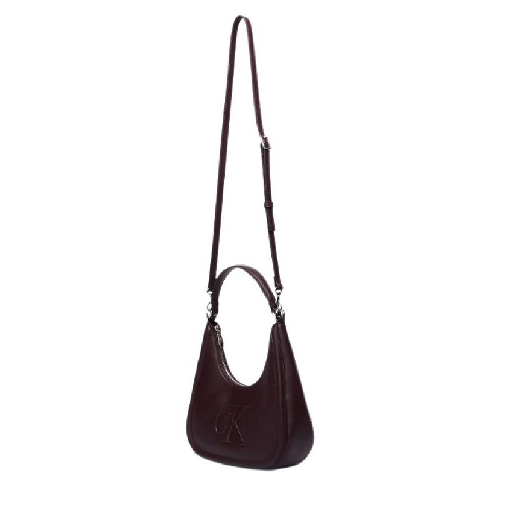 CALVIN KLEIN BOLD SMALL CRESCENT BAG ΤΣΑΝΤΑ ΓΥΝΑΙΚΕΙΑ BORDEAUX