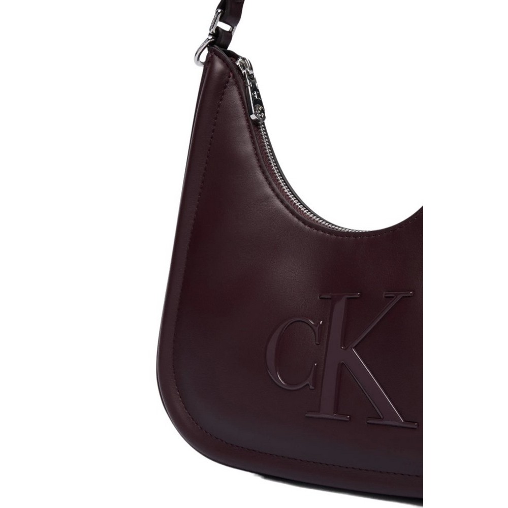 CALVIN KLEIN BOLD SMALL CRESCENT BAG ΤΣΑΝΤΑ ΓΥΝΑΙΚΕΙΑ BORDEAUX