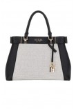 GUESS ANADELA 3 COMP SATCHEL ΤΣΑΝΤΑ ΓΥΝΑΙΚΕΙΑ NATURAL/BLACK