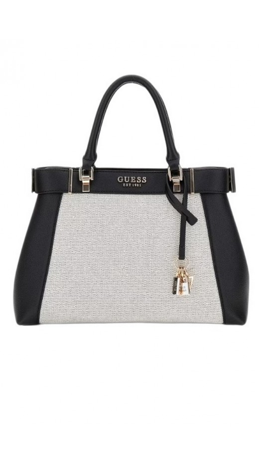 GUESS ANADELA 3 COMP SATCHEL ΤΣΑΝΤΑ ΓΥΝΑΙΚΕΙΑ NATURAL/BLACK