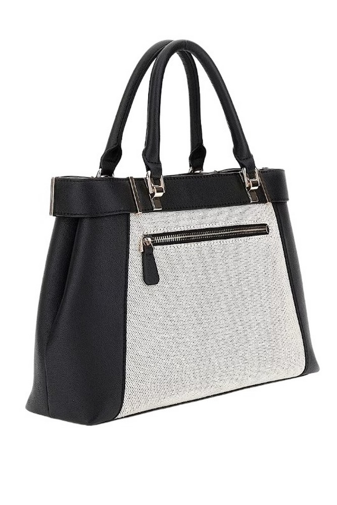 GUESS ANADELA 3 COMP SATCHEL ΤΣΑΝΤΑ ΓΥΝΑΙΚΕΙΑ NATURAL/BLACK