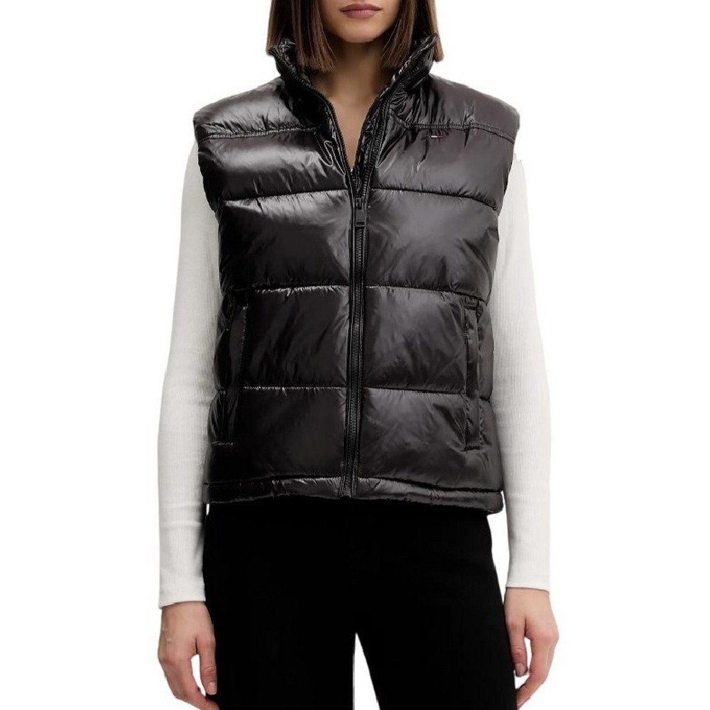 TOMMY JEANS ESSENTIAL PUFFER VEST SHINY ΓΙΛΕΚΟ ΜΠΟΥΦΑΝ ΓΥΝΑΙΚΕΙΟ BLACK