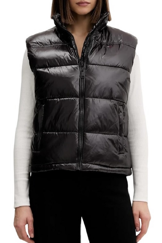 TOMMY JEANS ESSENTIAL PUFFER VEST SHINY ΓΙΛΕΚΟ ΜΠΟΥΦΑΝ ΓΥΝΑΙΚΕΙΟ BLACK