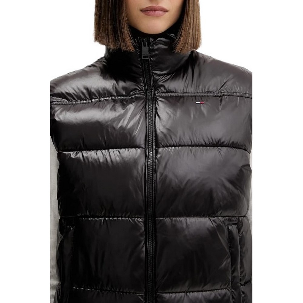 TOMMY JEANS ESSENTIAL PUFFER VEST SHINY ΓΙΛΕΚΟ ΜΠΟΥΦΑΝ ΓΥΝΑΙΚΕΙΟ BLACK
