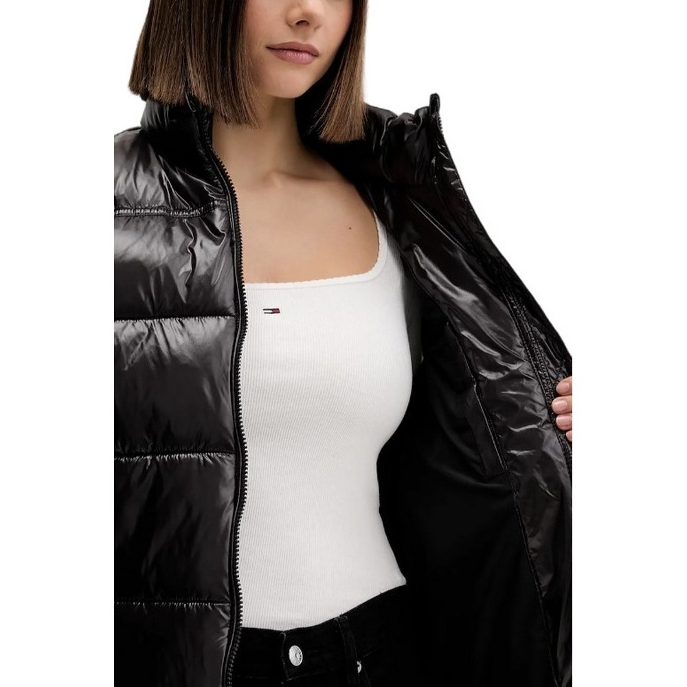 TOMMY JEANS ESSENTIAL PUFFER VEST SHINY ΓΙΛΕΚΟ ΜΠΟΥΦΑΝ ΓΥΝΑΙΚΕΙΟ BLACK