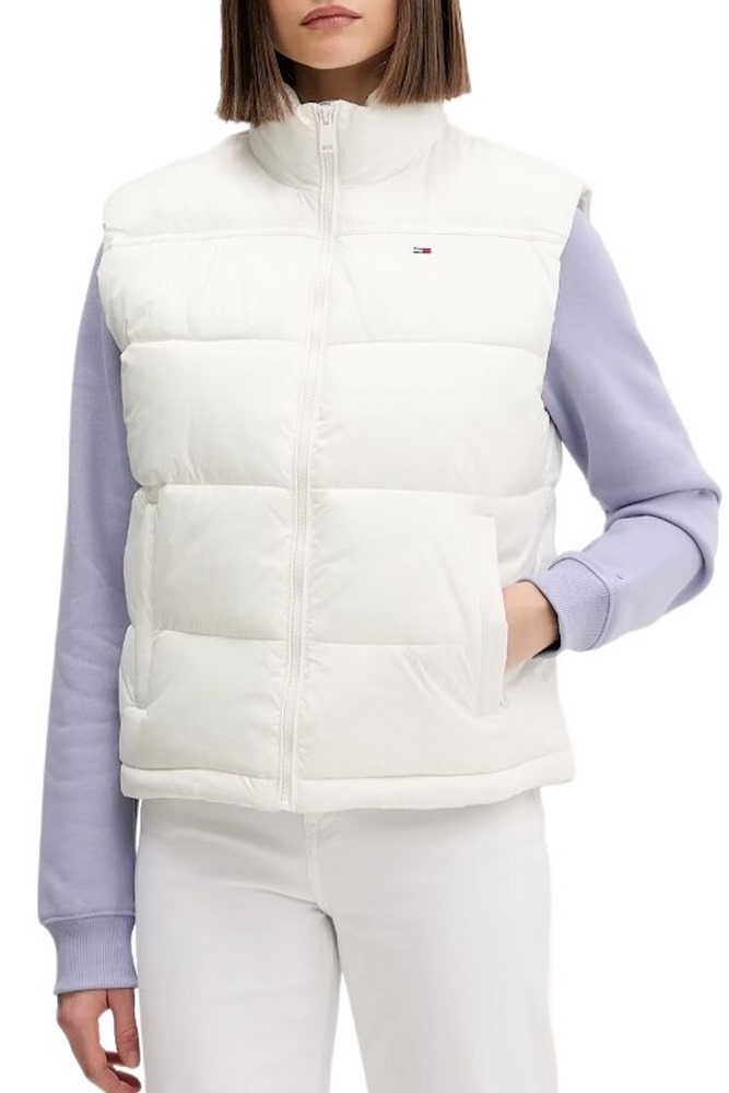 TOMMY JEANS ESSENTIAL PUFFER VEST SHINY ΓΙΛΕΚΟ ΜΠΟΥΦΑΝ ΓΥΝΑΙΚΕΙΟ WHITE