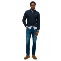 SUPERDRY D1 OVIN COTTON HALF ZIP KNIT  ΜΠΛΟΥΖΑ ΠΛΕΚΤΗ ΑΝΔΡΙΚΗ NAVY